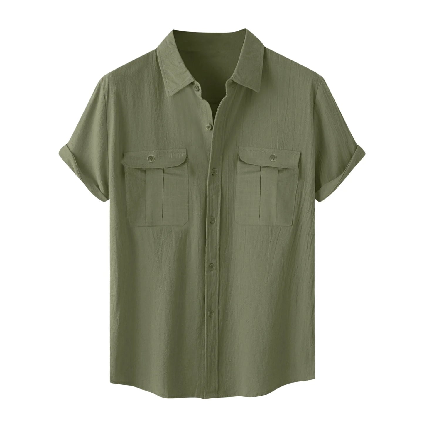 Mens Short Sleeve Classic Shirts Fishing Casual Regular-Fit Button-Up Collared Plaid Double Pocket Dress Shirt Top Tees Blouses Men Short Sleeve Shirts Button up Beach Wedding Shirt M-5XL