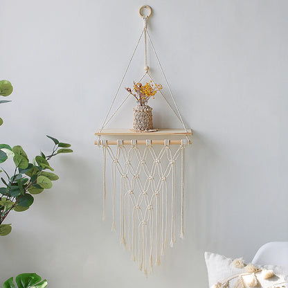 Chic Macrame Wall Hanging Shelves - Stylish Floating Shelves for Your Bedroom, Living Room, and Bathroom Decor