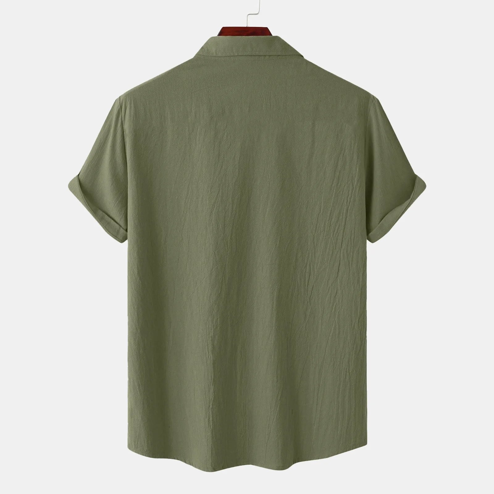 Mens Short Sleeve Classic Shirts Fishing Casual Regular-Fit Button-Up Collared Plaid Double Pocket Dress Shirt Top Tees Blouses Men Short Sleeve Shirts Button up Beach Wedding Shirt M-5XL