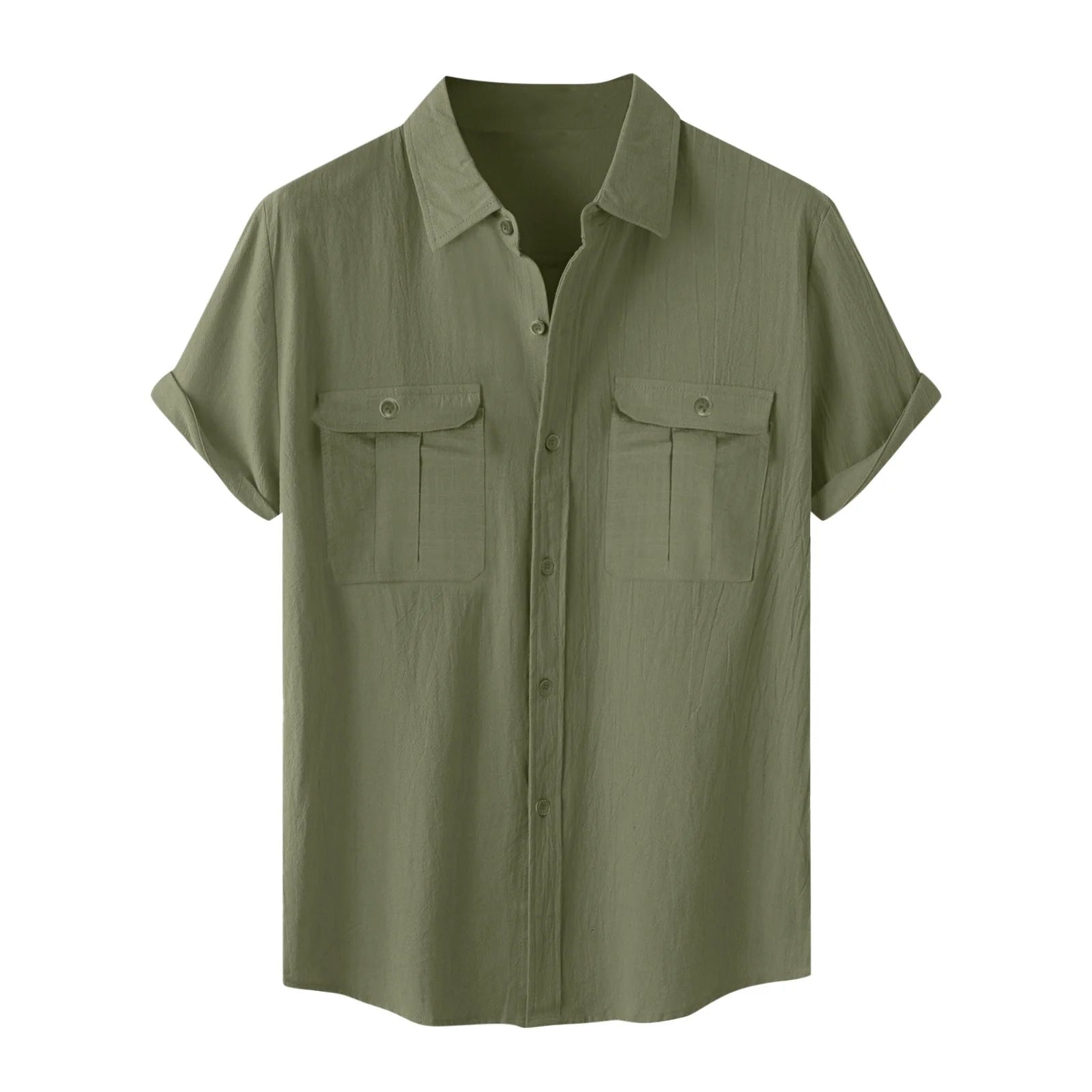 Mens Short Sleeve Classic Shirts Fishing Casual Regular-Fit Button-Up Collared Plaid Double Pocket Dress Shirt Top Tees Blouses Men Short Sleeve Shirts Button up Beach Wedding Shirt M-5XL